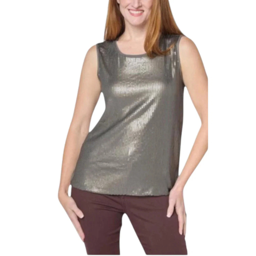 G by Giuliana Women's Tank with Sequin Front Evergreen - Regular
